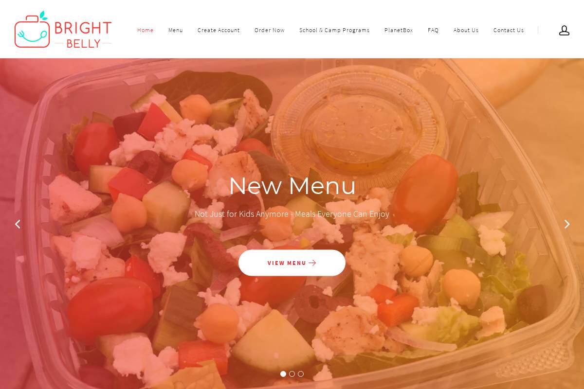 brightbellymeals.com homepage screenshot