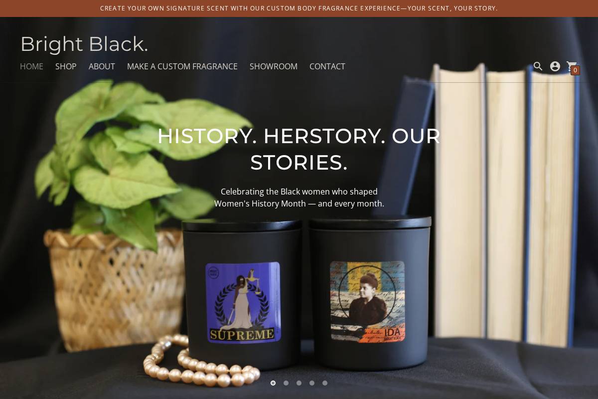 brightblackcandles.com homepage screenshot