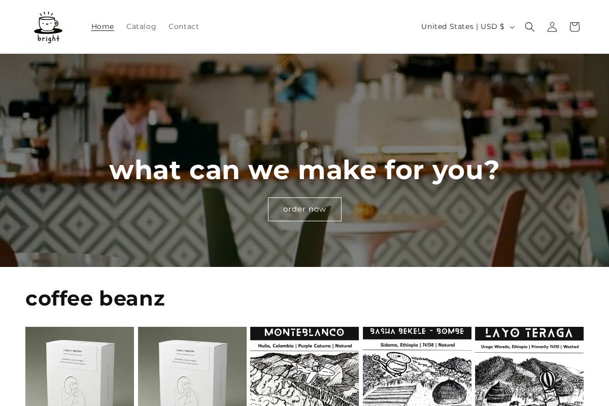 brightcoffeesa.com homepage screenshot