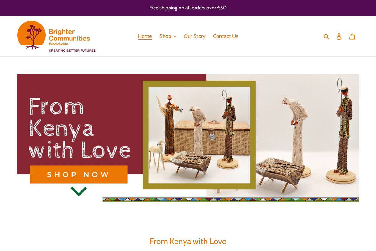 brightercommunitiesworldwideshop.org homepage screenshot