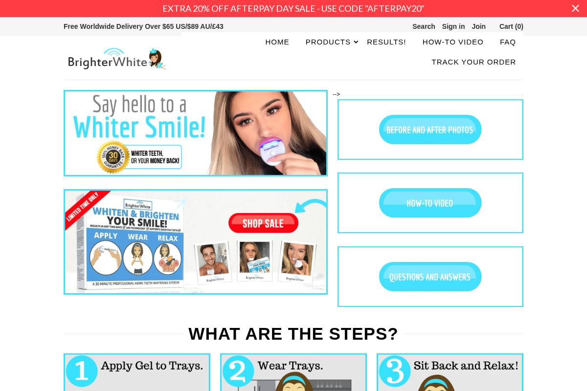 brighterwhite.com homepage screenshot