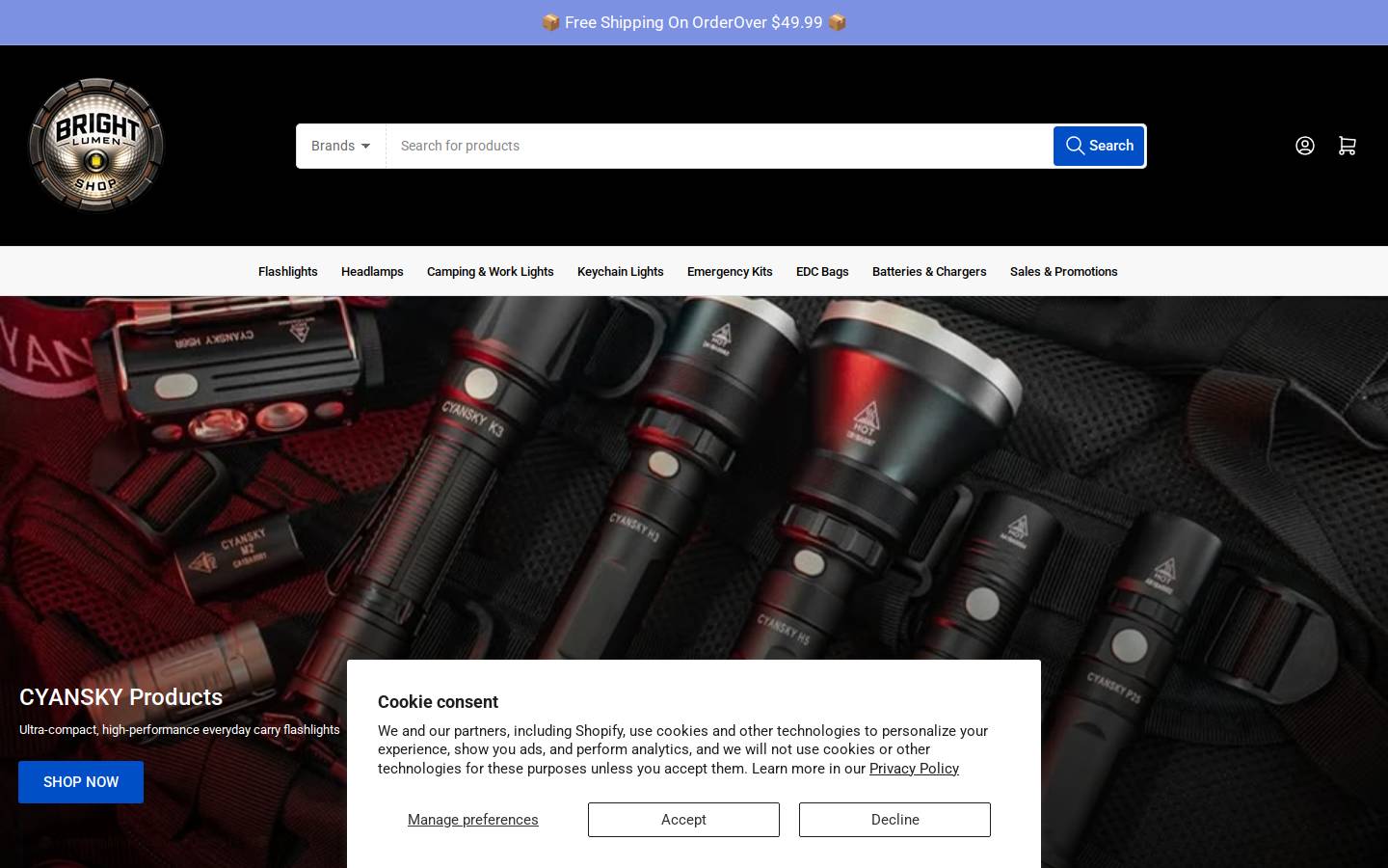 brightlumenshop.com homepage screenshot