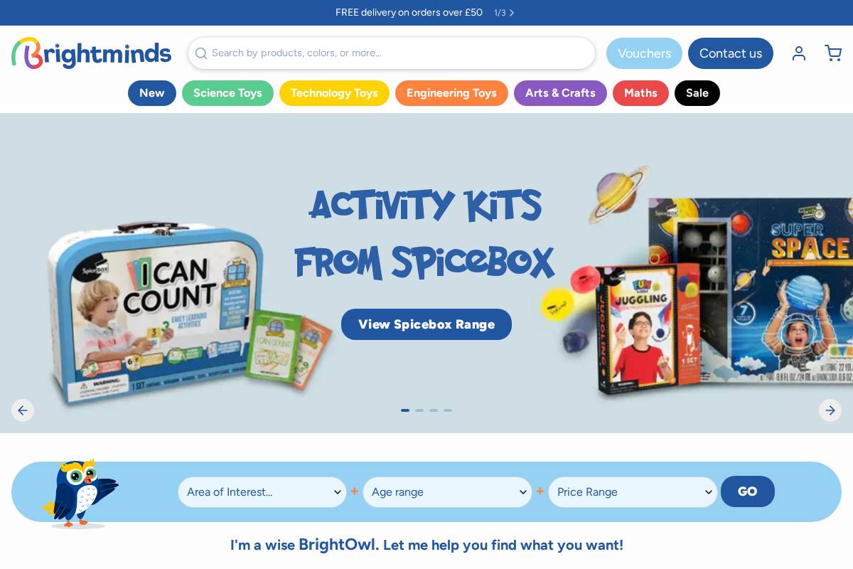BrightMinds homepage screenshot