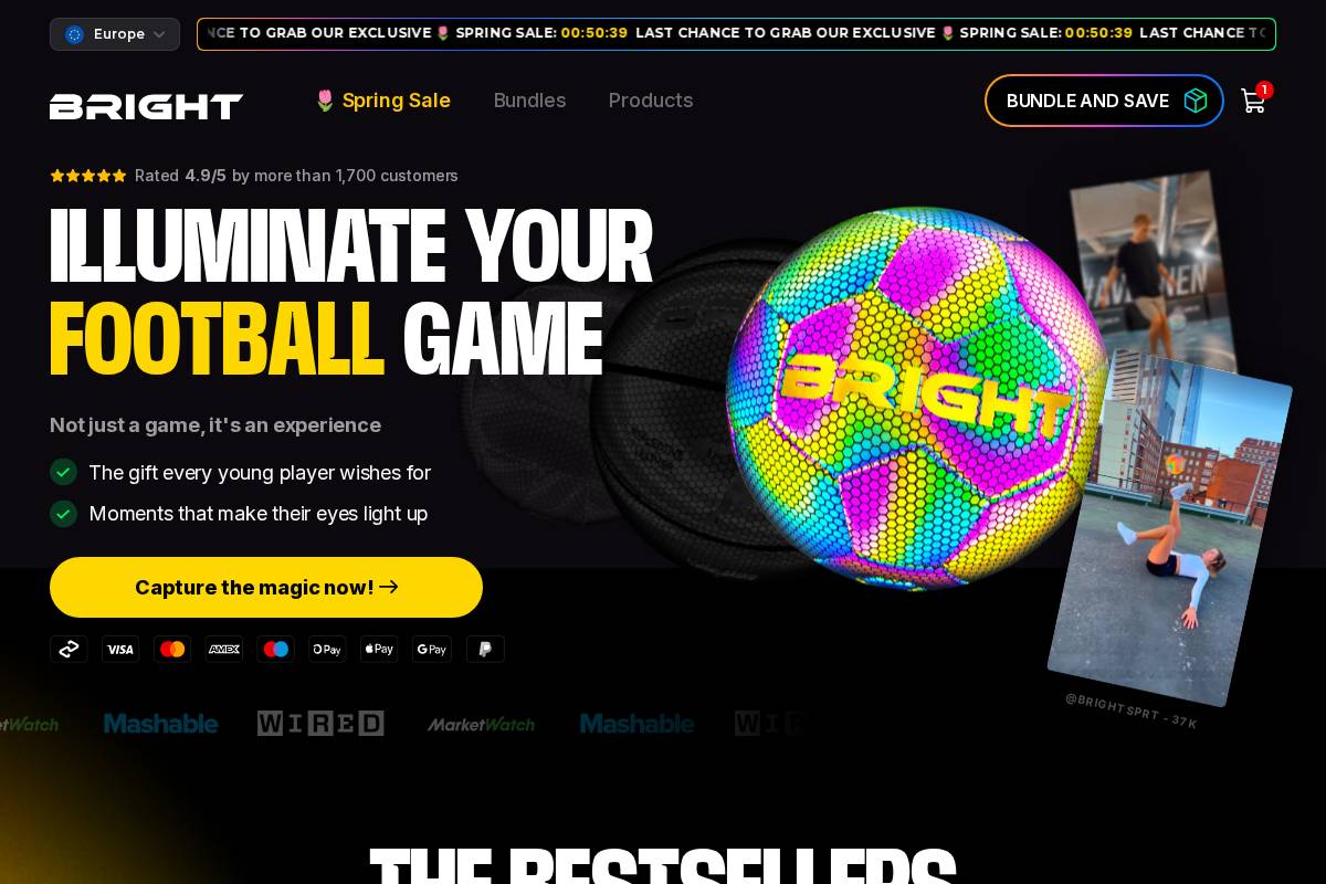 BRIGHT Sport homepage screenshot