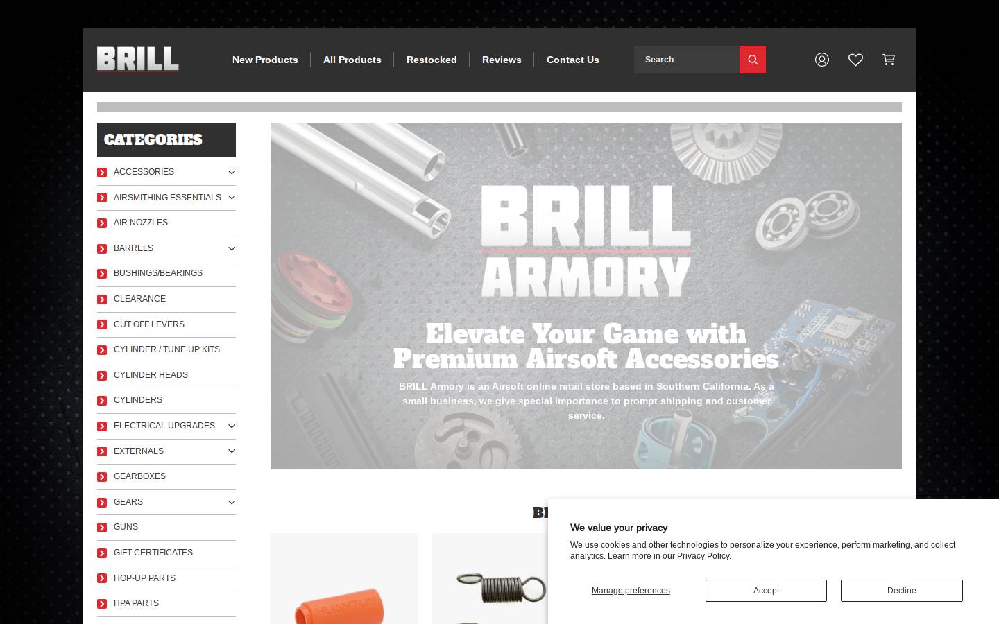 brillarmory.com homepage screenshot