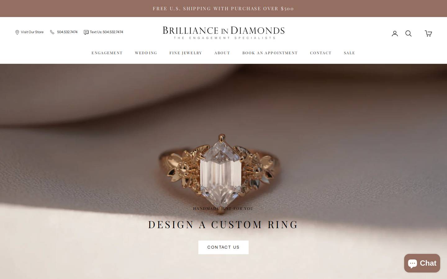 brillianceindiamonds.com homepage screenshot