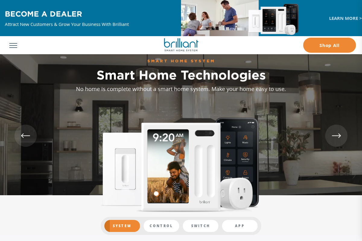 Brilliant homepage screenshot