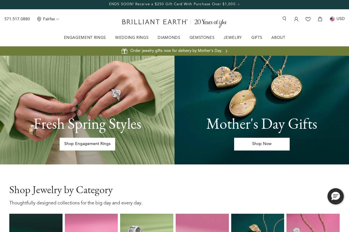 brilliantearth.com homepage screenshot