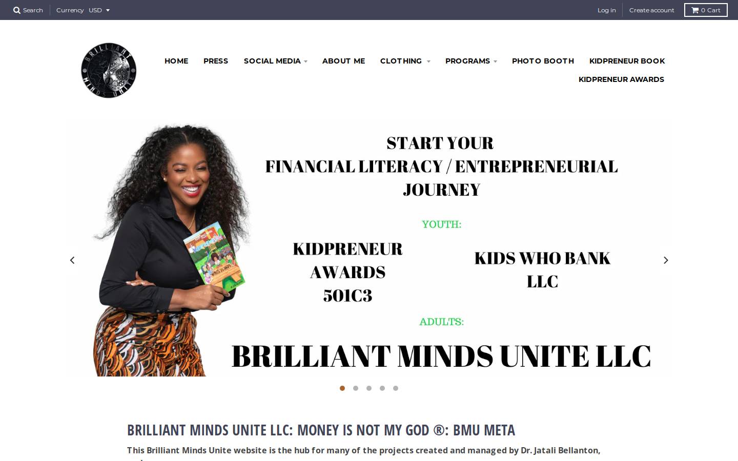 brilliantmindsunite.com homepage screenshot