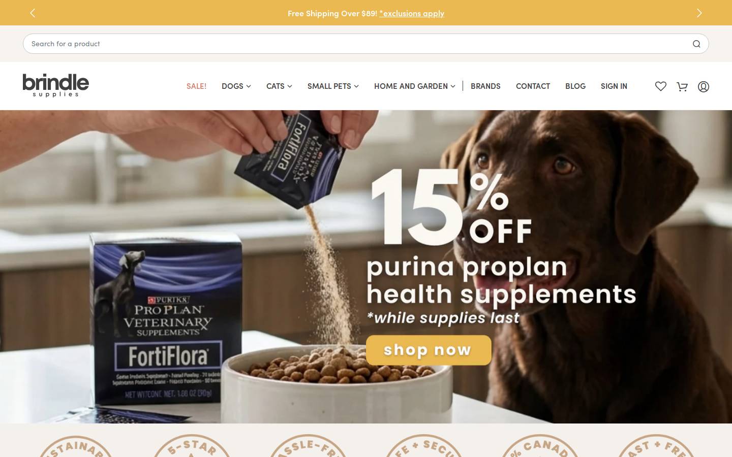 brindlepets.ca homepage screenshot