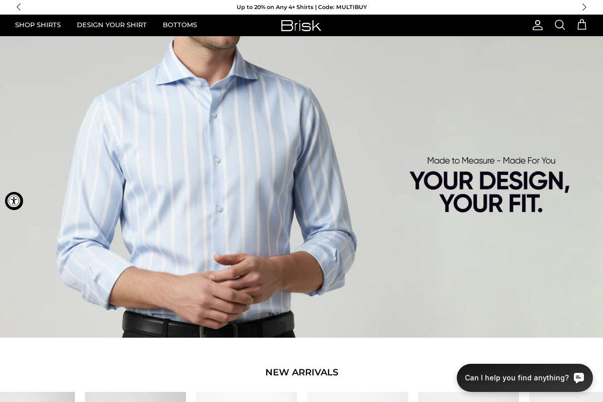Brisk Shirts homepage screenshot