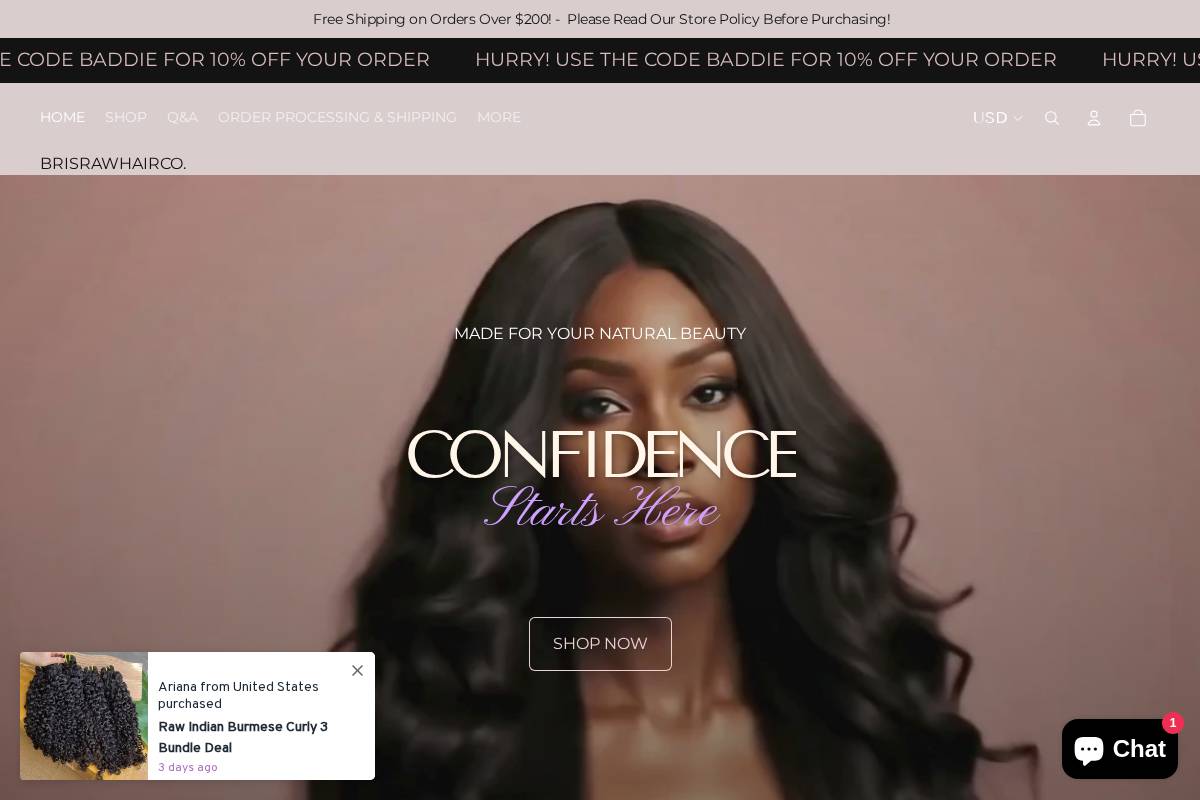 BrisRawHairCo homepage screenshot
