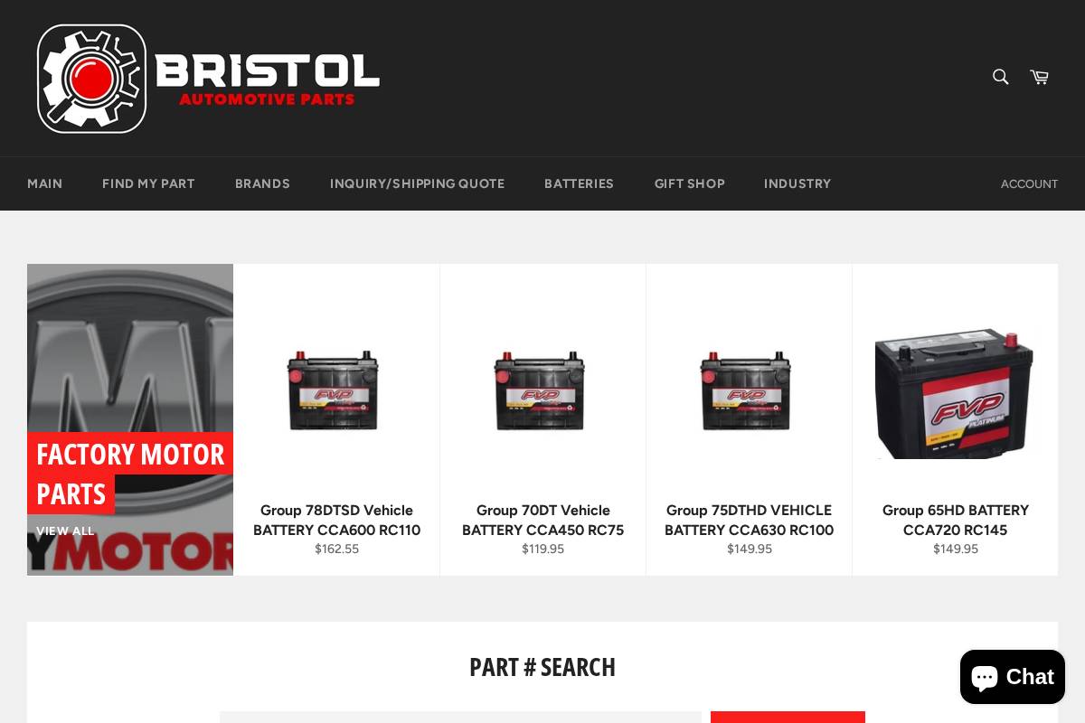 bristolautoparts.com homepage screenshot
