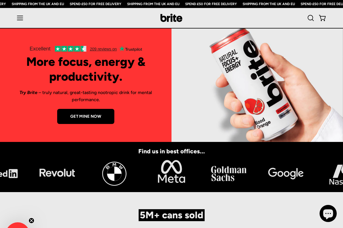Brite homepage screenshot