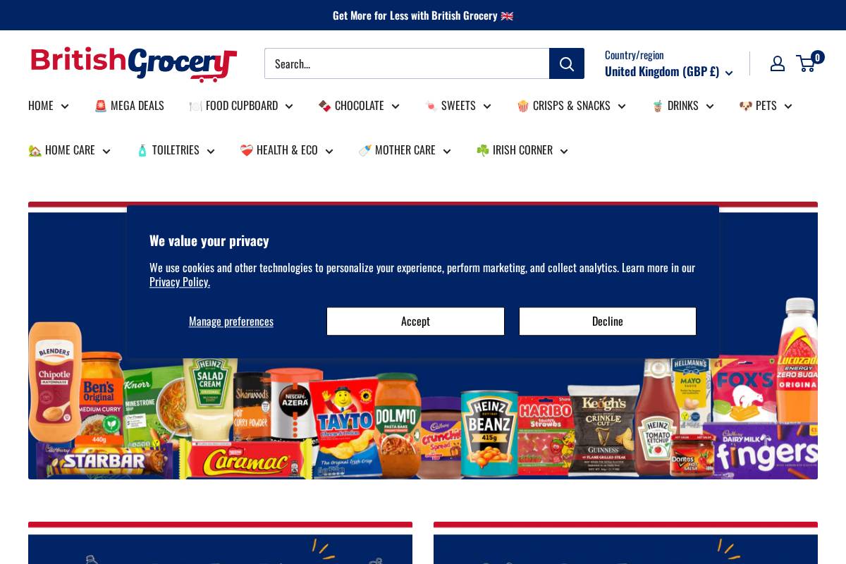 British Grocery homepage screenshot