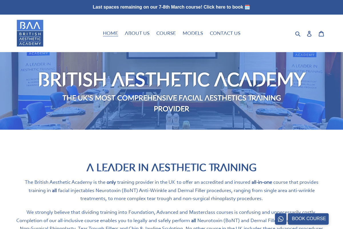 British Aesthetic Academy homepage screenshot