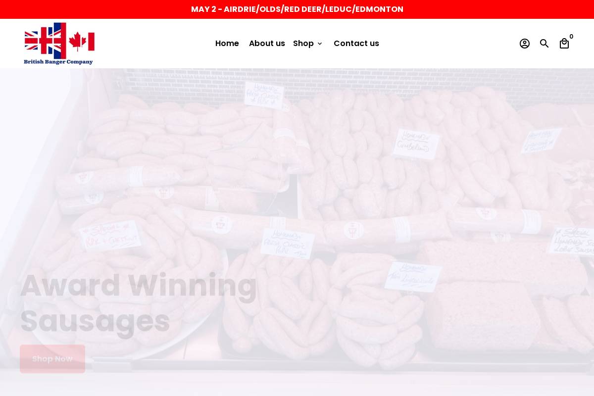 britishbangercompany.ca homepage screenshot