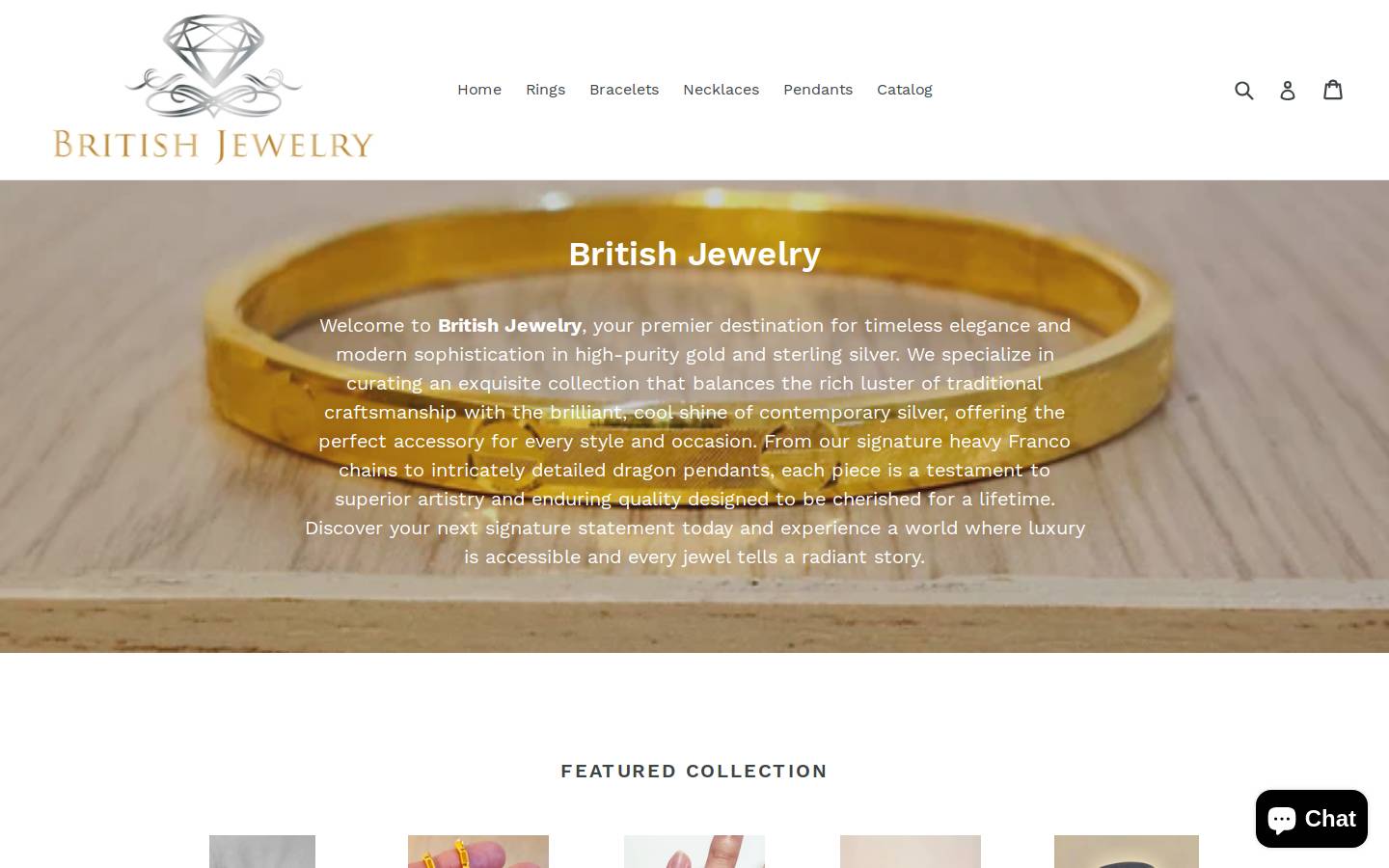 britishjewelry.com homepage screenshot