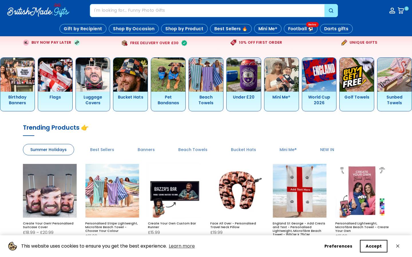 British Made Gifts homepage screenshot