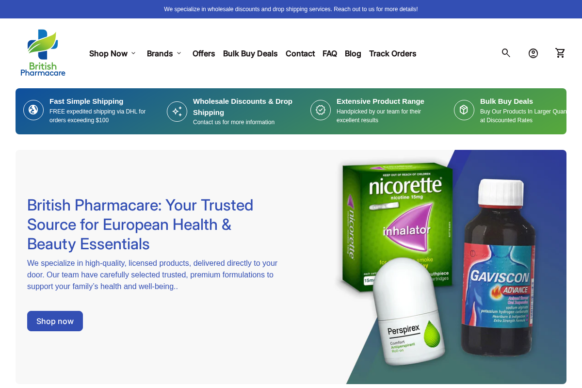 Britishpharmacare homepage screenshot