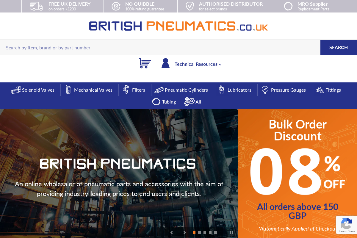 Britishpneumatics homepage screenshot