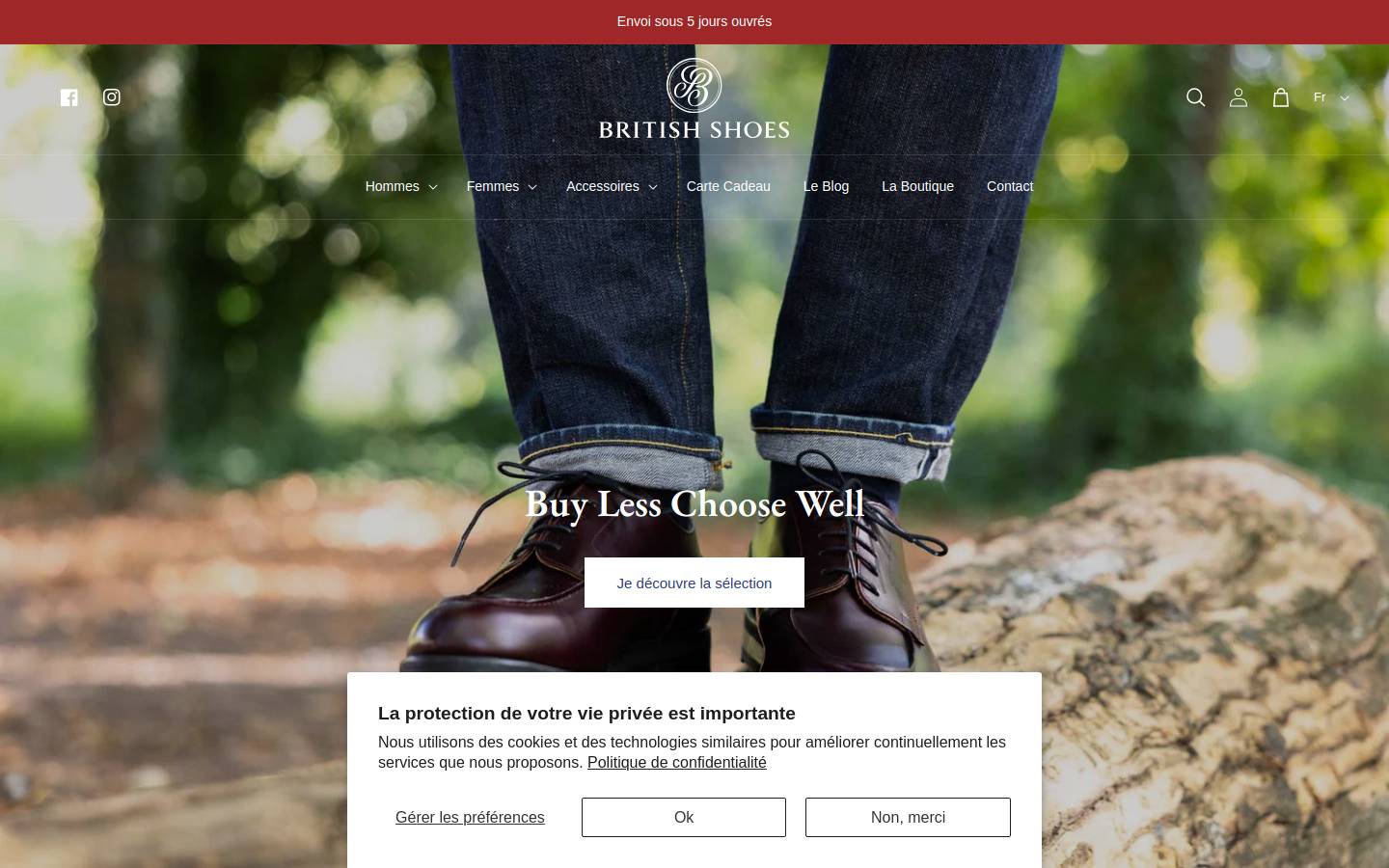 britishshoes.fr homepage screenshot