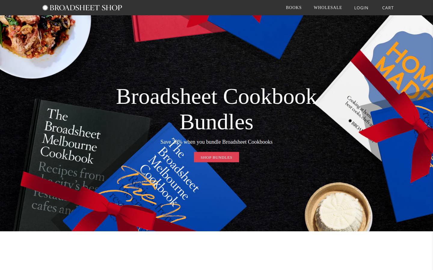 broadsheetcookbook.com.au homepage screenshot