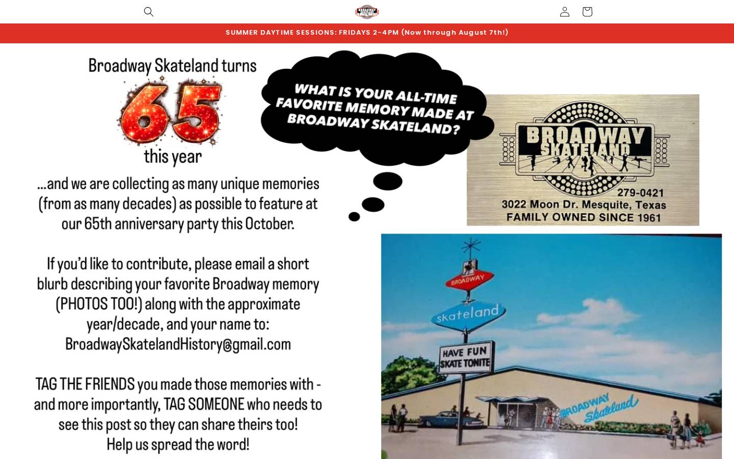 broadwayskateland.com homepage screenshot