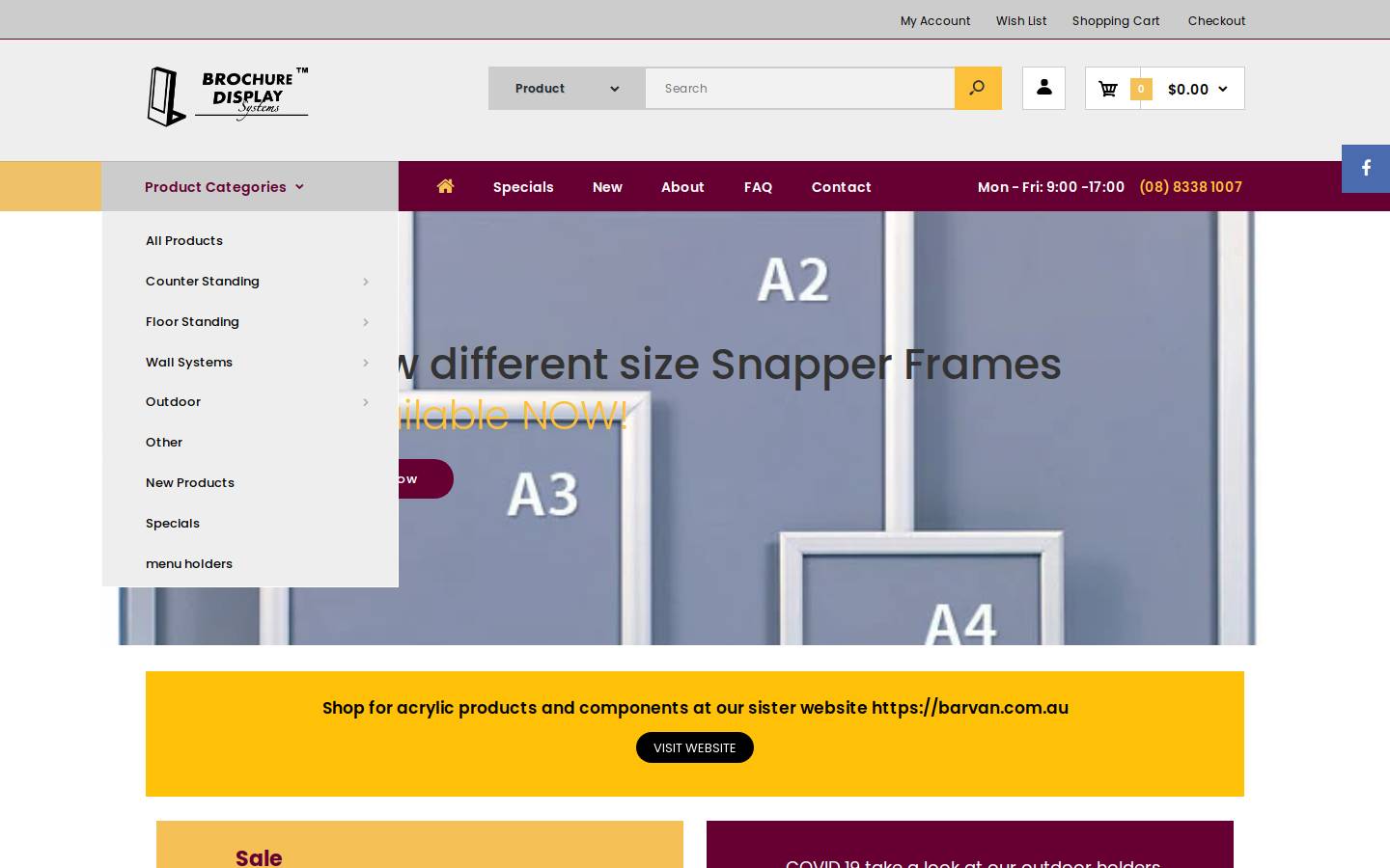 brochuredisplay.com.au homepage screenshot
