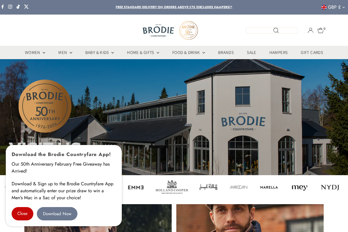 Brodie Countryfare homepage screenshot