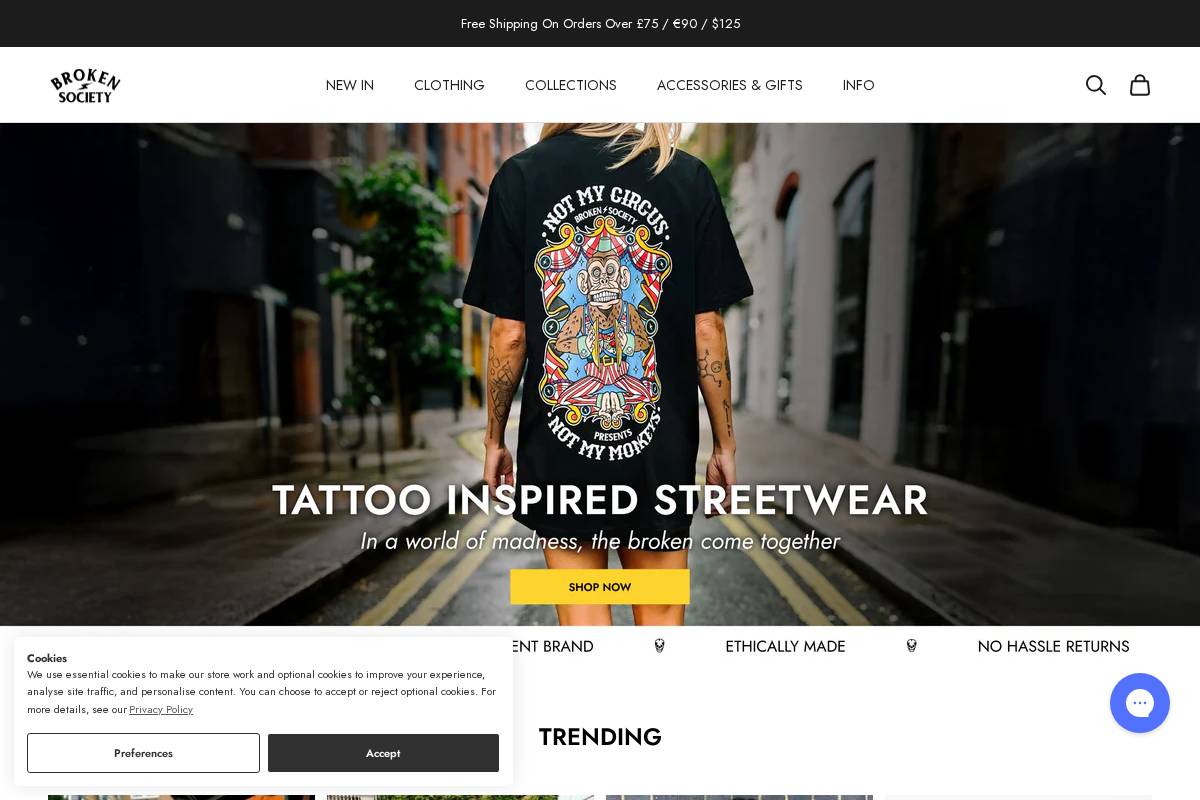 Broken Society homepage screenshot