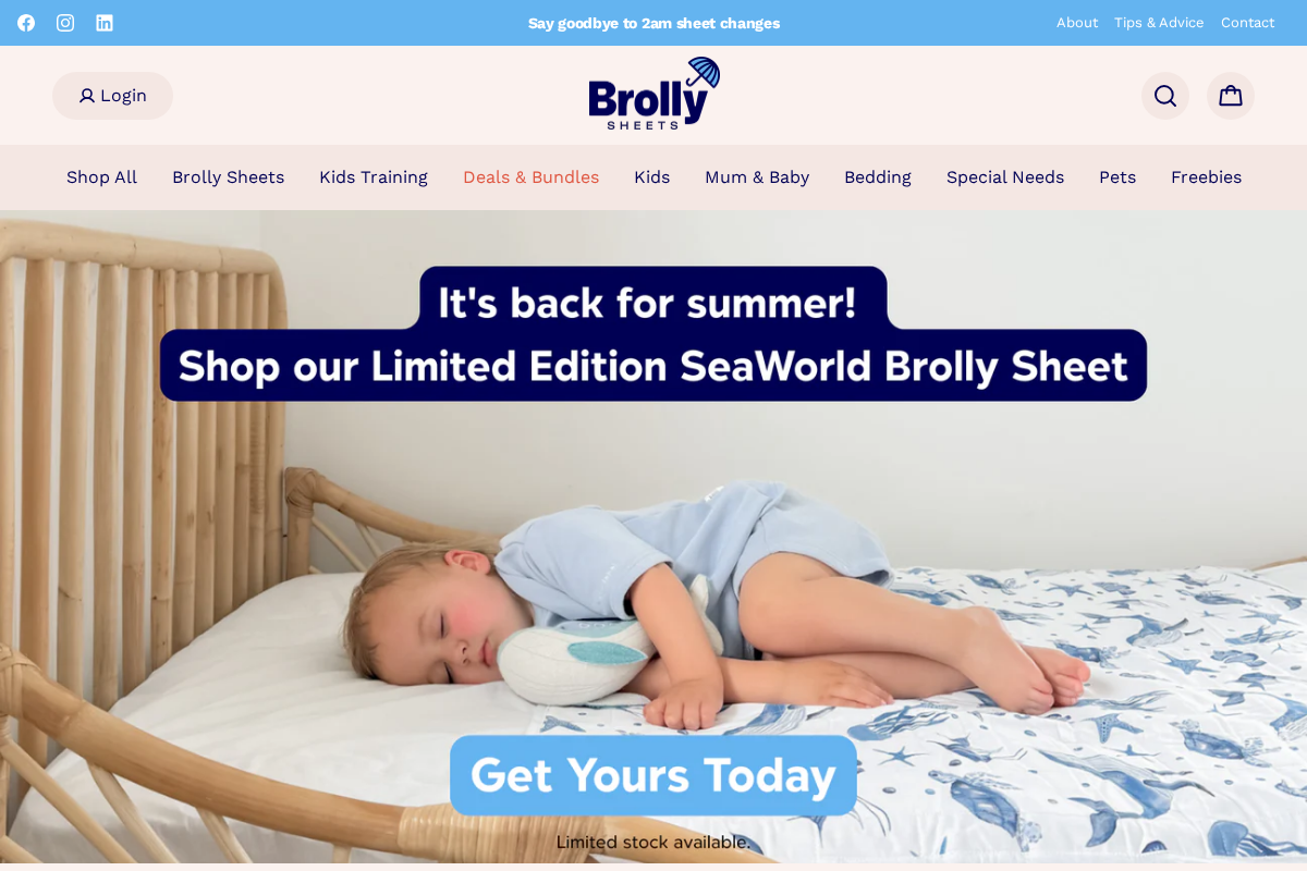Brolly Sheets NZ homepage screenshot