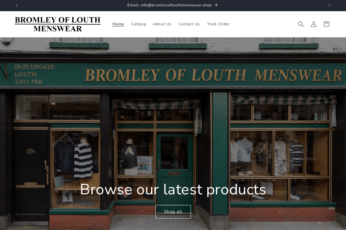 Bromley of Louth Menswear homepage screenshot