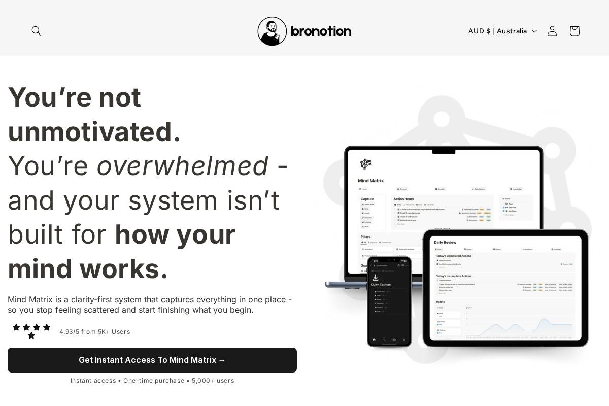 Bronotion homepage screenshot