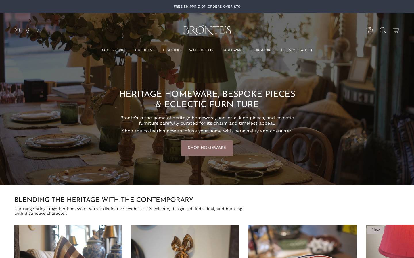 Bronte's Furniture & Interiors homepage screenshot