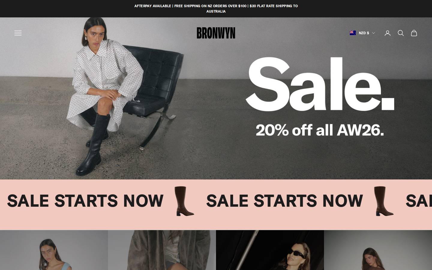 bronwynfootwear.com homepage screenshot