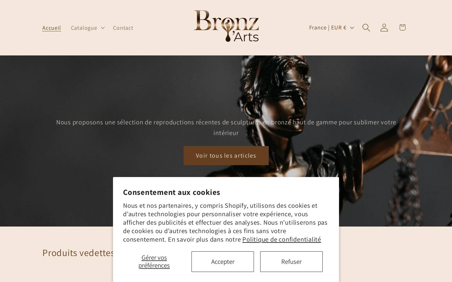 bronzarts.com homepage screenshot