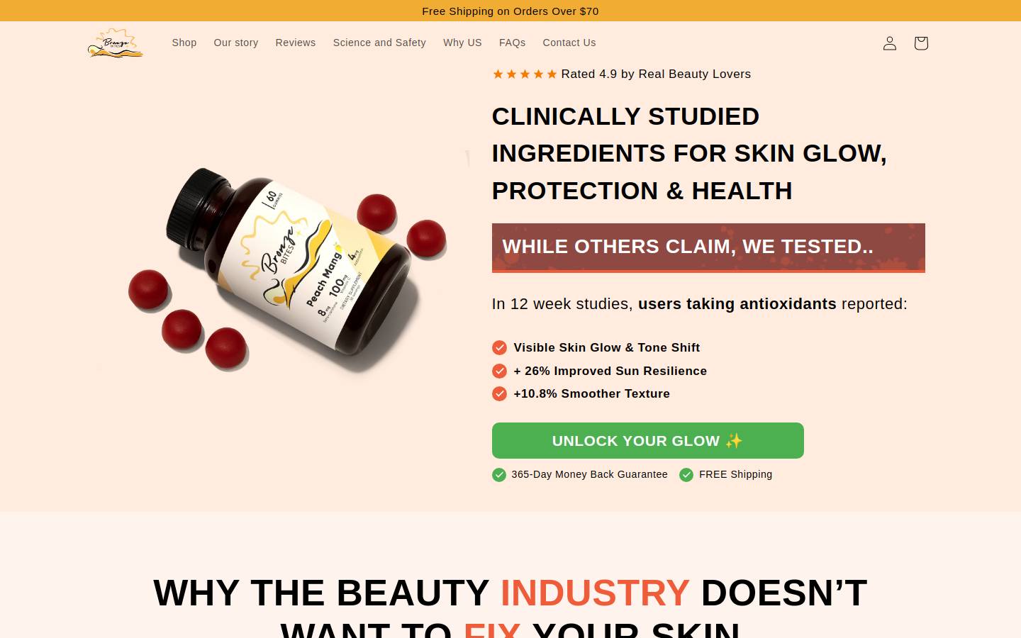Bronzebites homepage screenshot