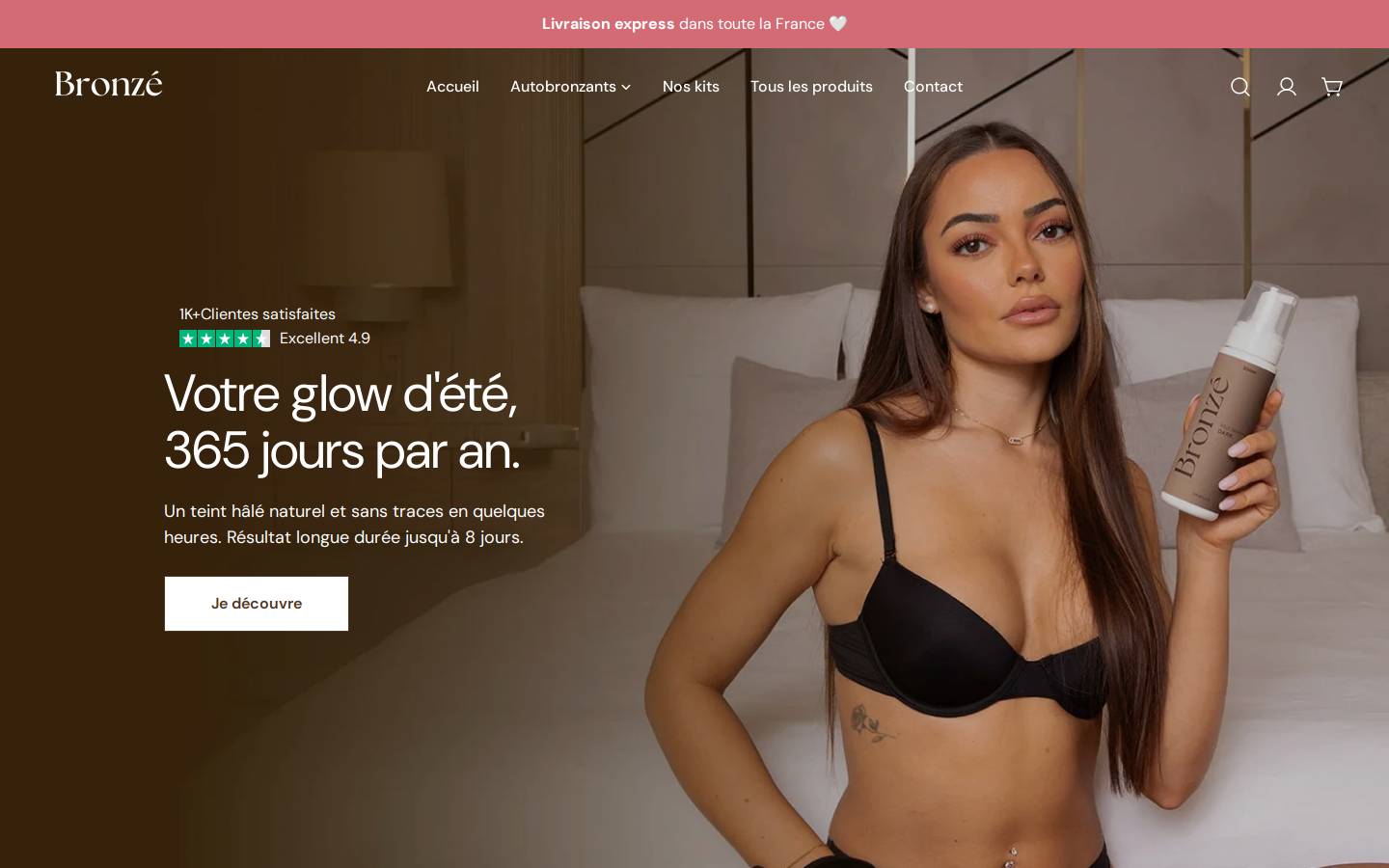 bronzecosmetics.fr homepage screenshot