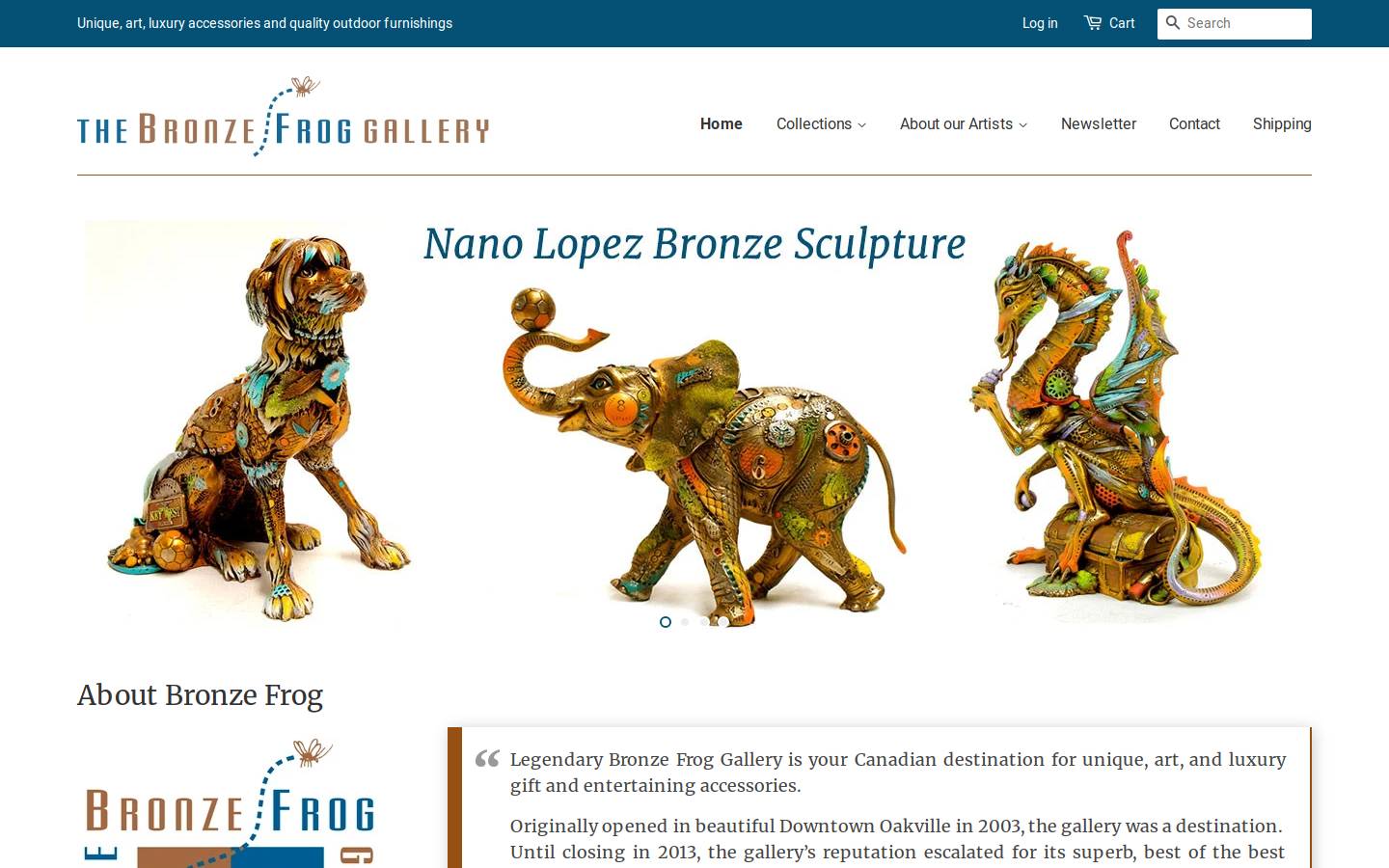 bronzefroggallery.com homepage screenshot