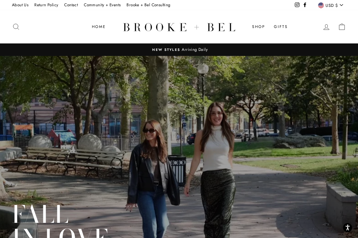 Brooke + Bel homepage screenshot