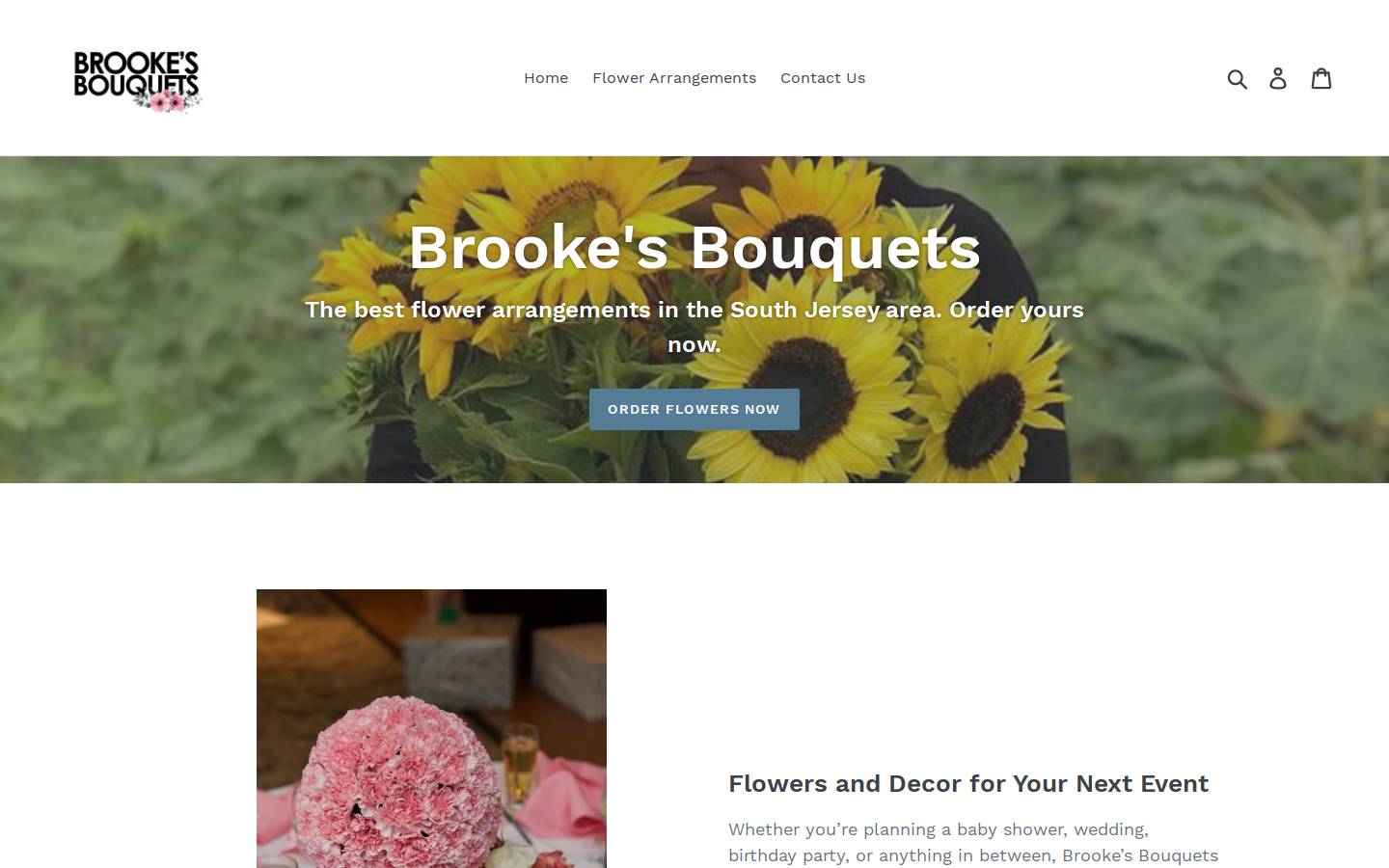 brookesbouquets.com homepage screenshot