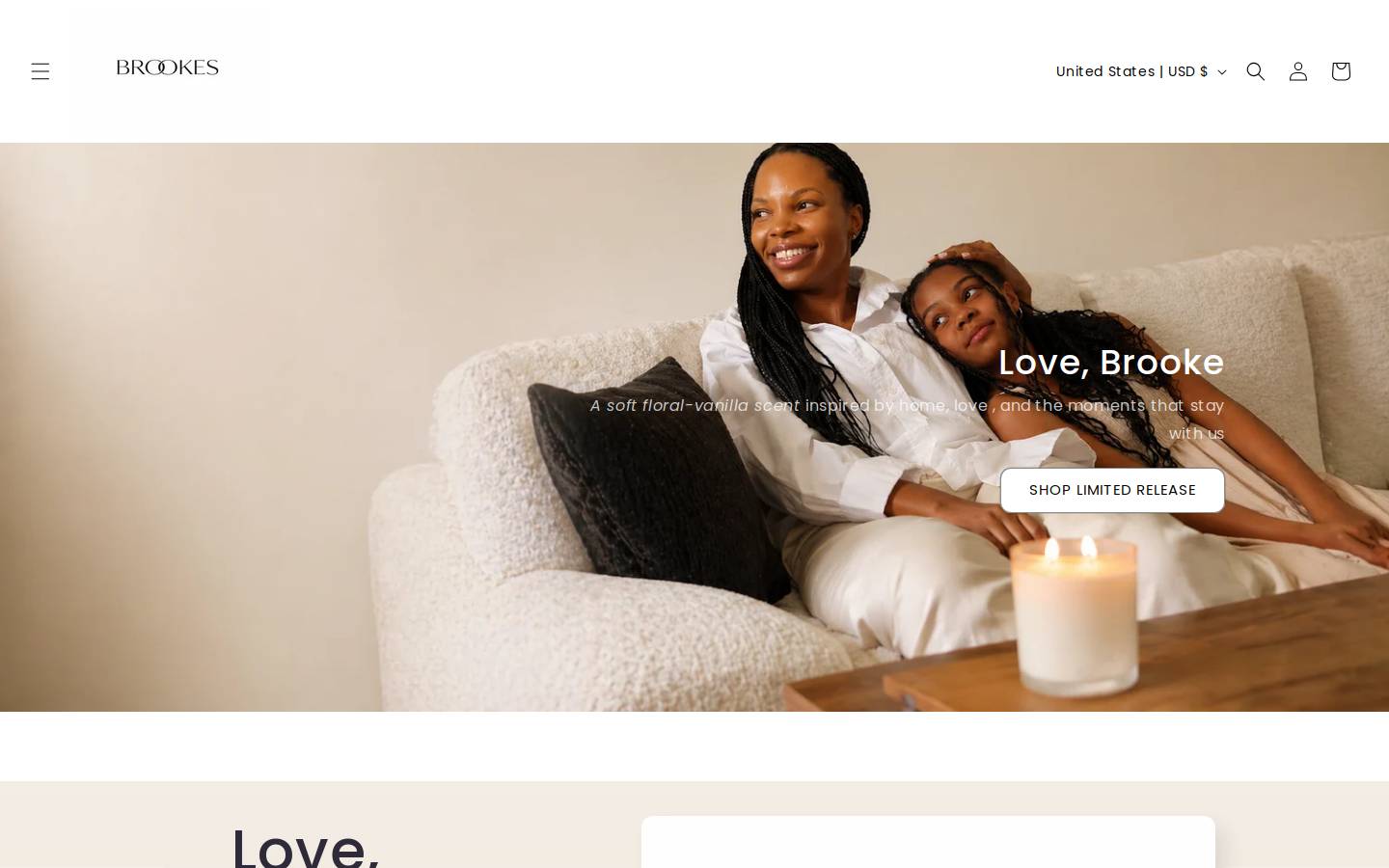 brookescandle.com homepage screenshot
