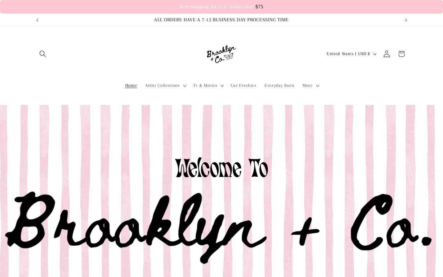 brooklynandcocandles.com homepage screenshot