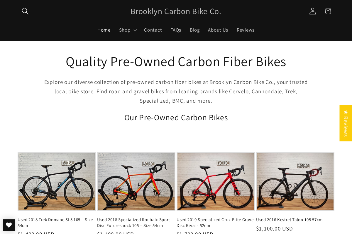 brooklyncarbon.bike homepage screenshot
