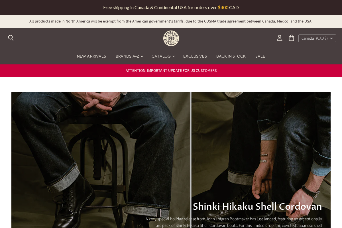 Brooklyn Clothing homepage screenshot