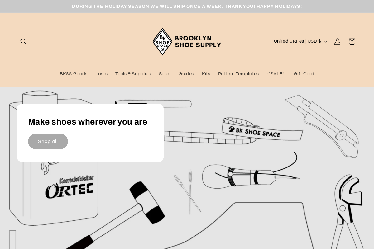 Brooklyn Shoe Supply homepage screenshot