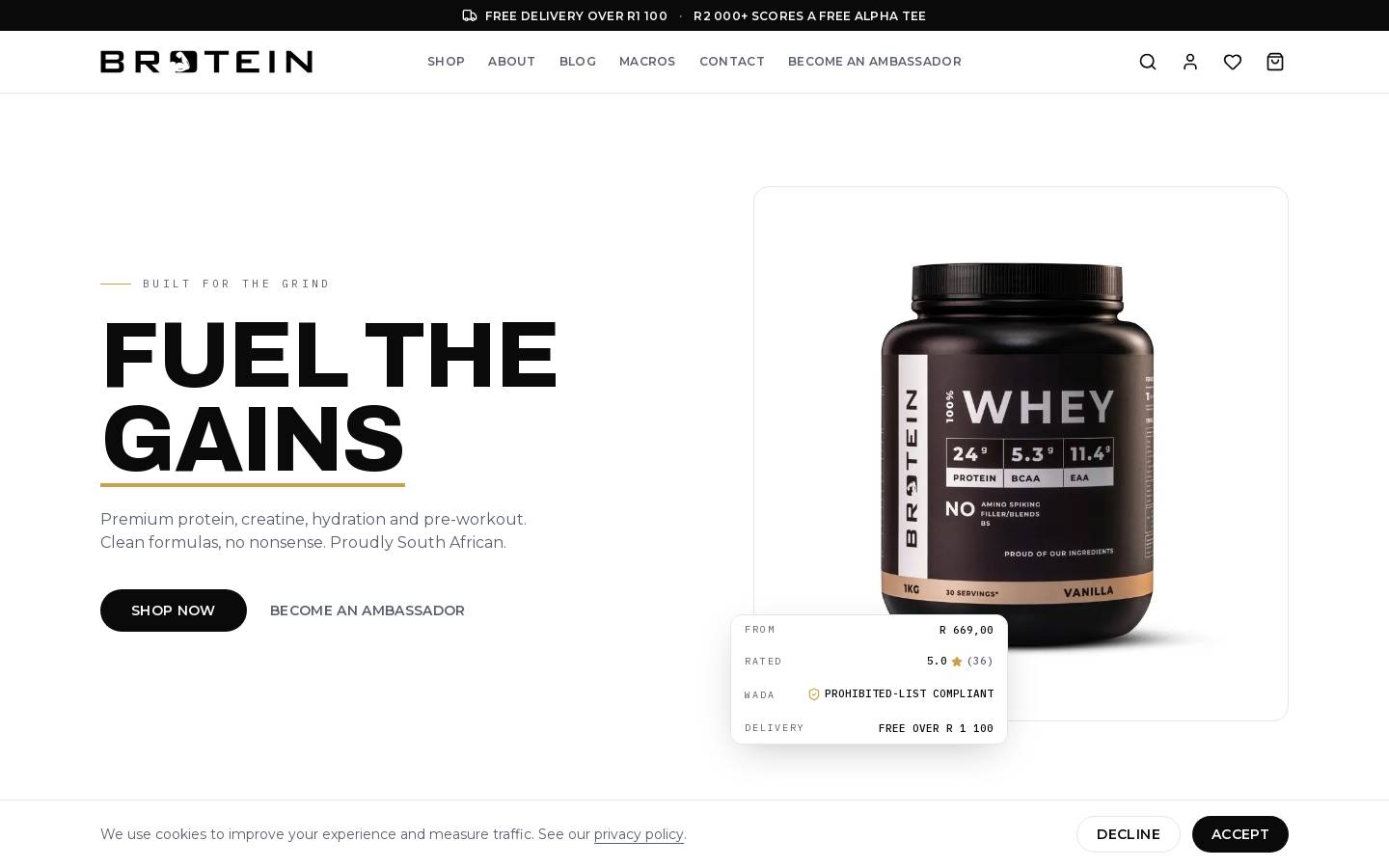 brotein.co.za homepage screenshot