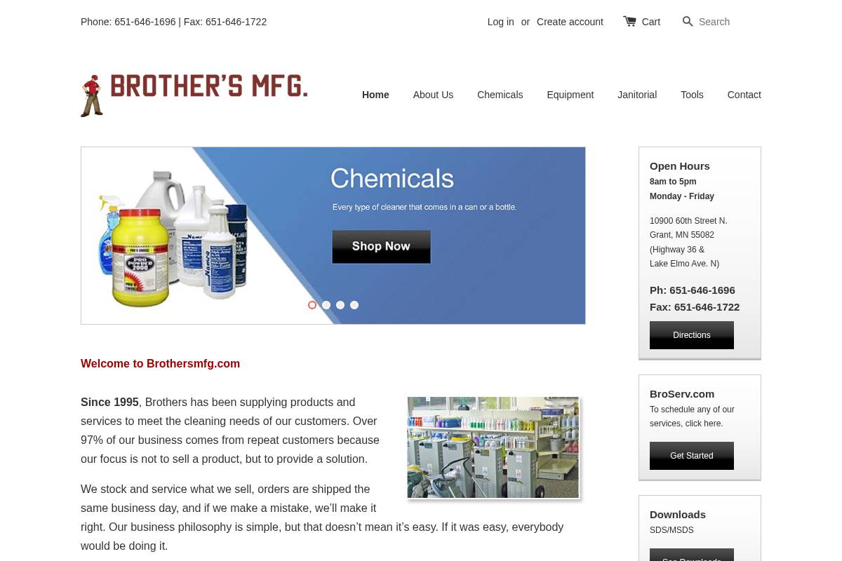 brothersmfg.com homepage screenshot