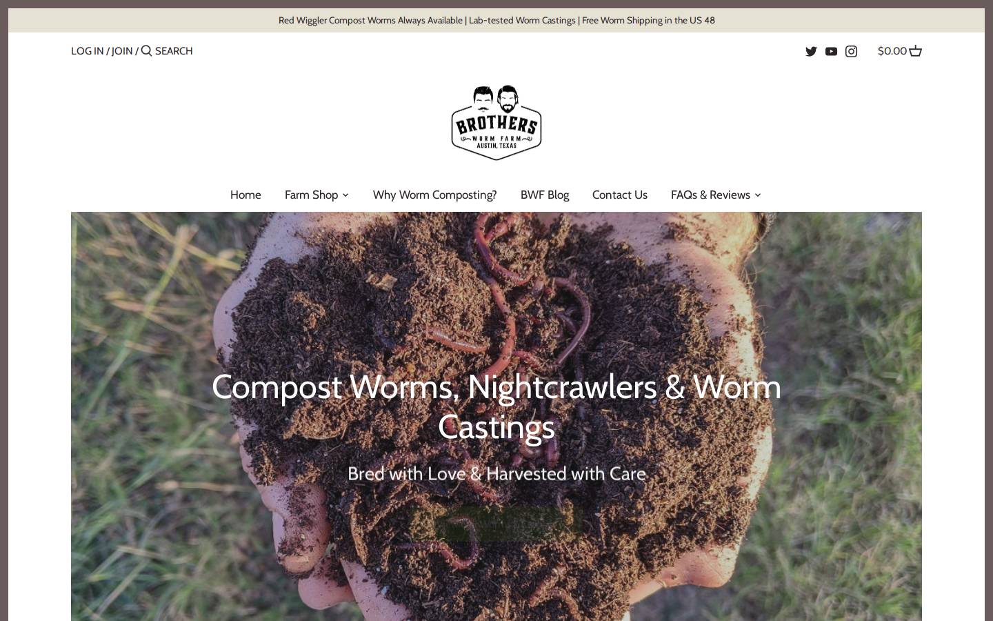 brotherswormfarm.com homepage screenshot